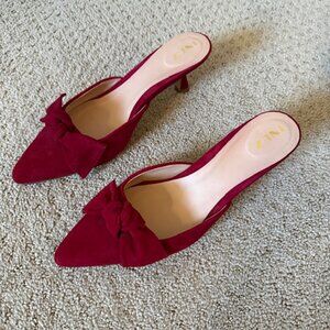 Inez Red Suede Low Heeled Mules/Size 9M